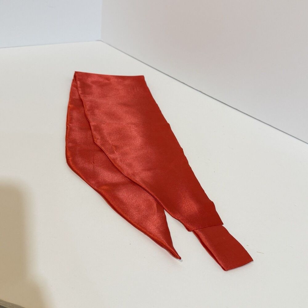 Red Satin Neck Scarf Tie Wrap Bandana neck Accessory 30” Long Vintage Style - Picture 4 of 9